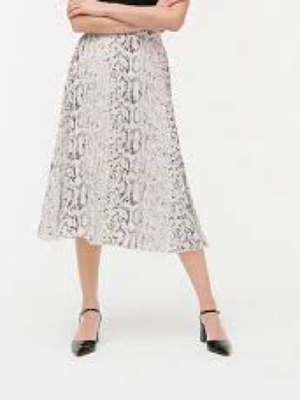 J. Crew Factory Pleated Snake Print Midi Skirt Sz 6